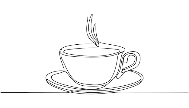 Coffee cup continuous line sketch