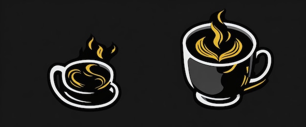 Coffee cup icon isolated on black background