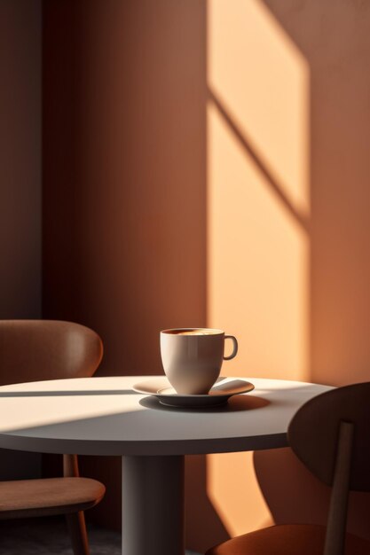 Photo a coffee cup rests peacefully on a table the serenity of morning brew generative ai