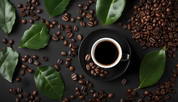 coffee cup and saucer on a black background