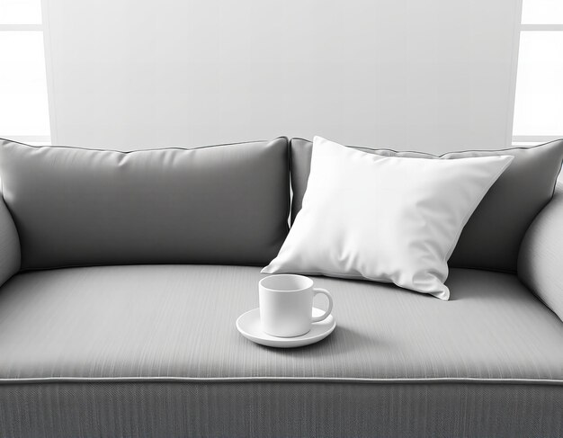 Photo a coffee cup and saucer sit on a couch