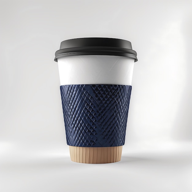 A coffee cup with a black lid that says coffee on the bottom