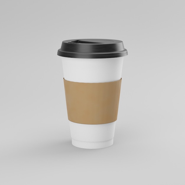 A coffee cup with a brown lid and a black lid is labeled " coffee ".