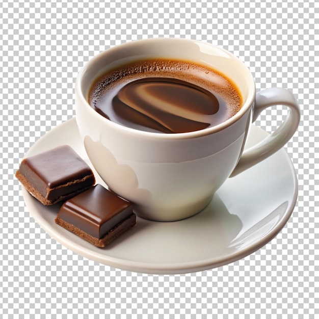 Coffee cup with chocolate on transparent background