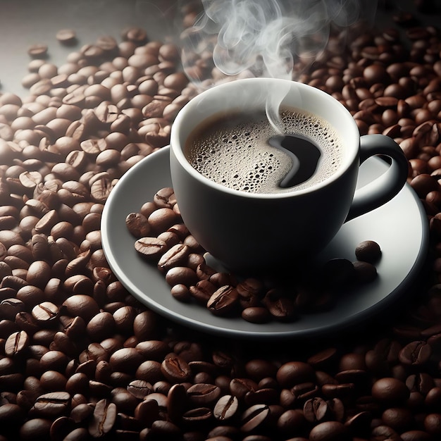 Coffee cup with Coffee Beans Ai image