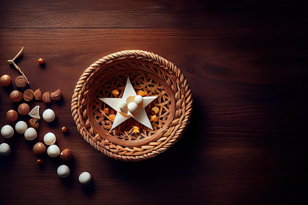 Coffee cup with dates fruit and beads Generative Ai