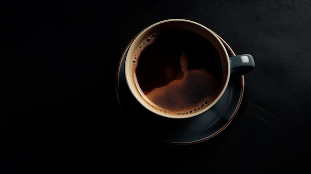 Coffee cup with smoke isolated on dark background Coffee cup and coffee beans on table