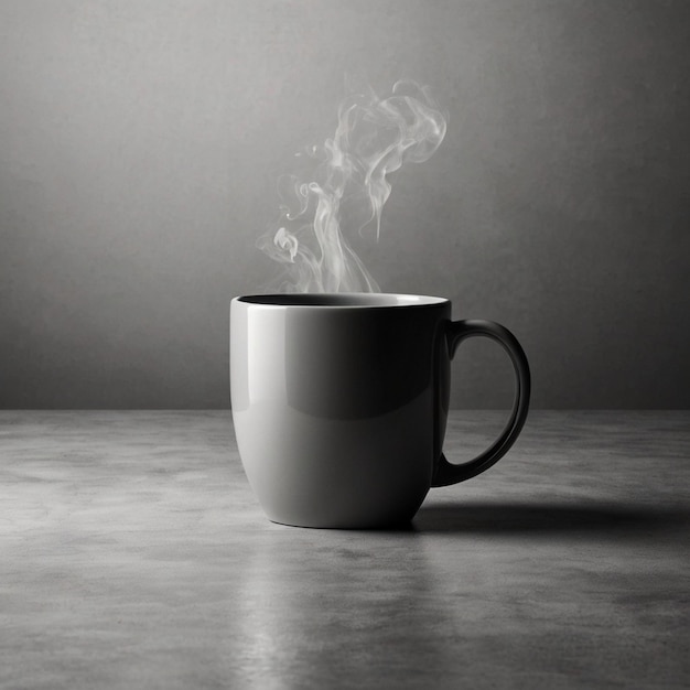 Photo a coffee cup with steam coming out of it