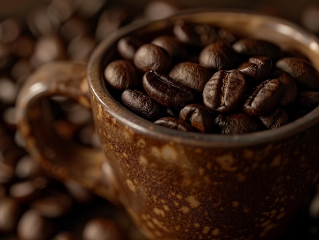 a coffee cup with the words coffee beans on it