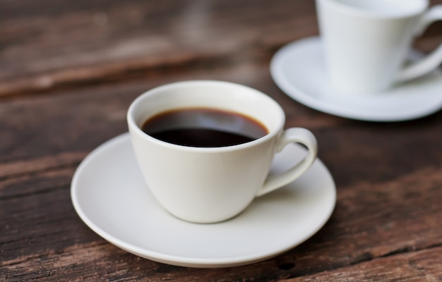 Coffee cup on a wooden table.