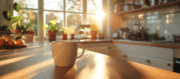 Coffee Cup on Wooden Table