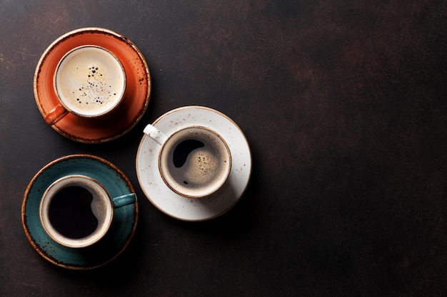 Coffee cups on old kitchen table