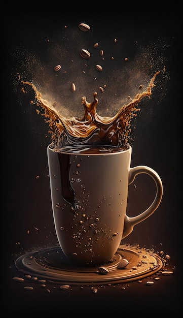 Coffee Dark in cup Generative AI image