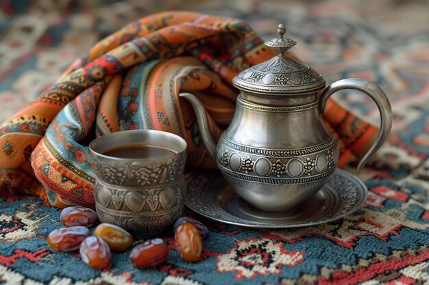 Coffee date and dates with a scarf on a rug high quality high resolution