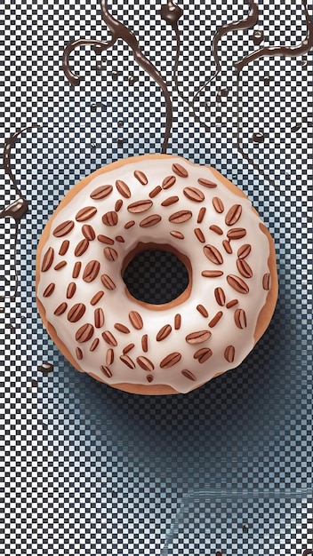 Photo coffee donut top view full length isolate on trasparency background png