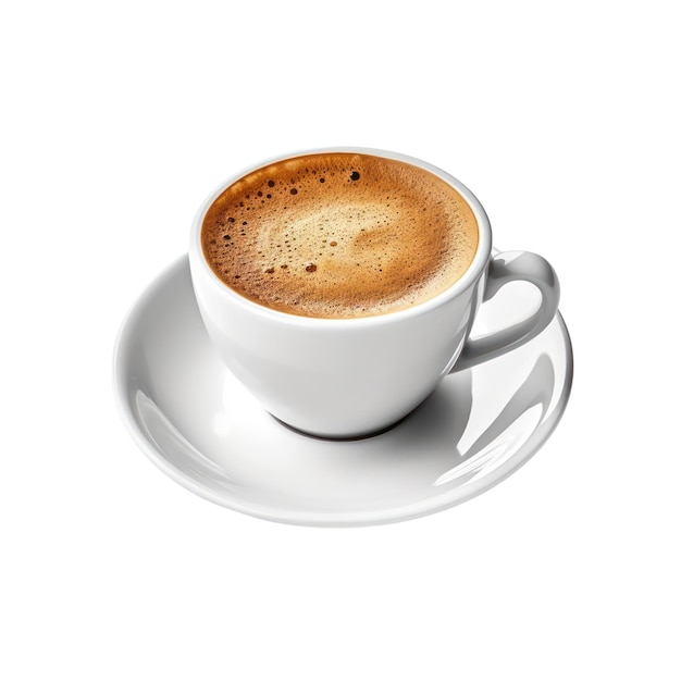 Coffee espresso cup hot beverage Americano coffee isolated on transparent background above view Generative AI