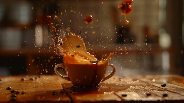 Coffee falls on the board Filmed on a highspeed camera at 1000 fps High quality FullHD footage