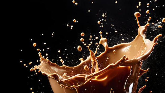 Coffee flowing up on a black background