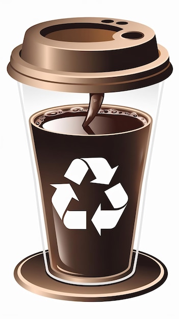 Photo coffee to go cup with recycle symbol generative ai