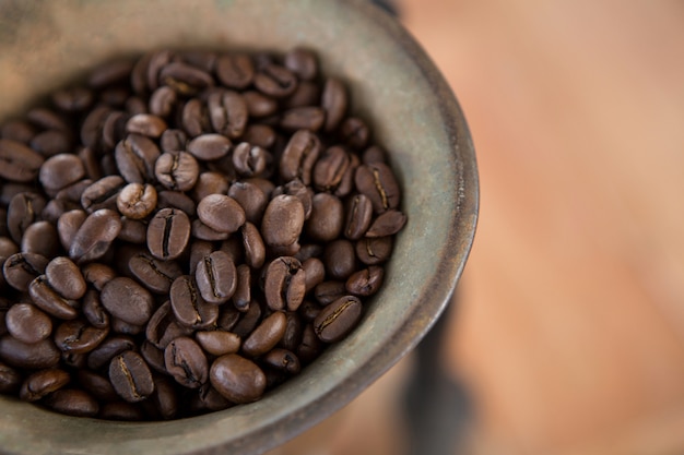 Coffee grinder with coffee beans inside