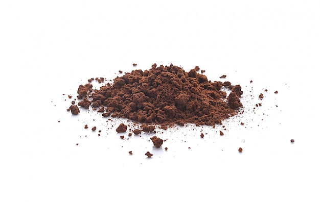 Coffee grounds isolated on white