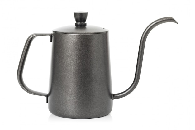 Coffee kettle isolated on white background. Tea kettle with handle. 