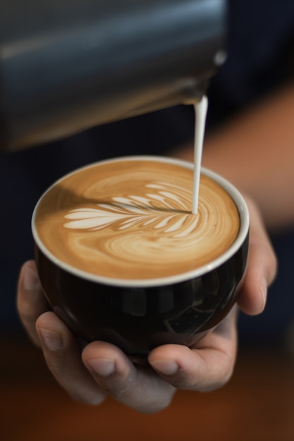 coffee latte art by barista