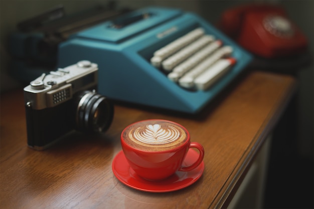 Coffee latte art in coffee shop