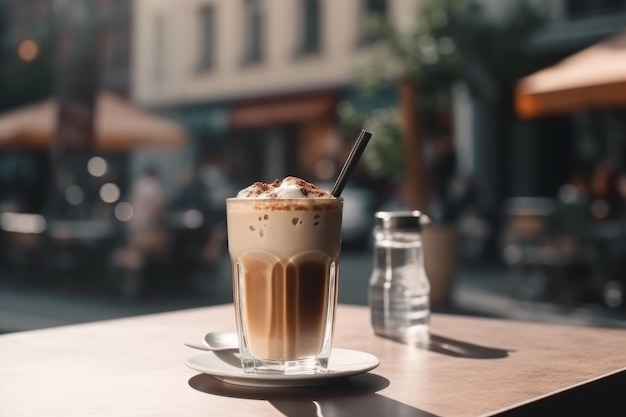 Coffee latte glass cafe Generate Ai