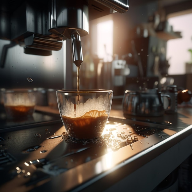 A coffee machine is being poured into a cup.