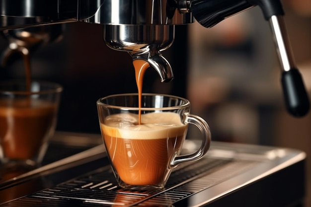 A coffee machine is being poured into a cup