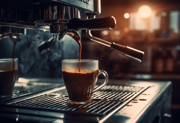 A coffee machine is being poured into a cup.