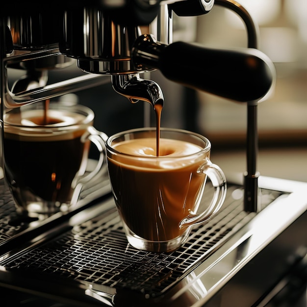 Coffee machine making a cup of cappuccino