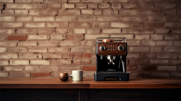 A coffee machine sitting on top of a wooden counter