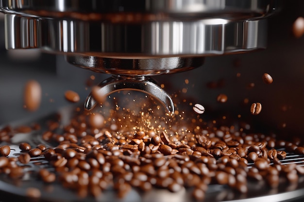 a coffee machine with a coffee machine that has a drop of coffee