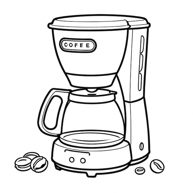 coffee maker line art white background