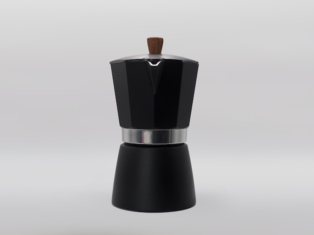 Coffee maker moca pot on white background Front