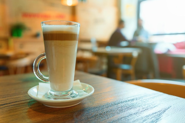 Coffee mocha on the table at the bar.