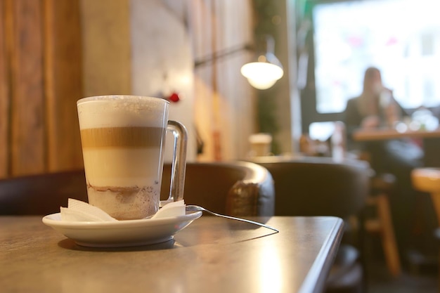 Coffee mocha on the table at the bar.