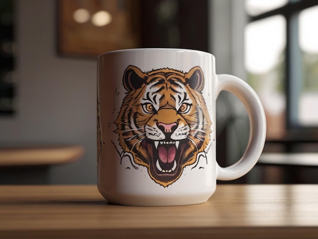 Coffee mug mockup on a table