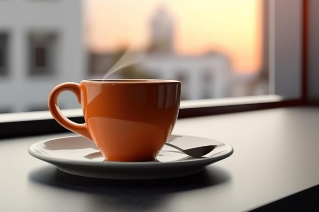 Coffee mug morning near window AI Generated