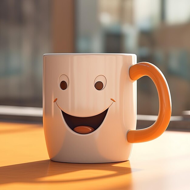 Photo a coffee mug with a smiley face on it