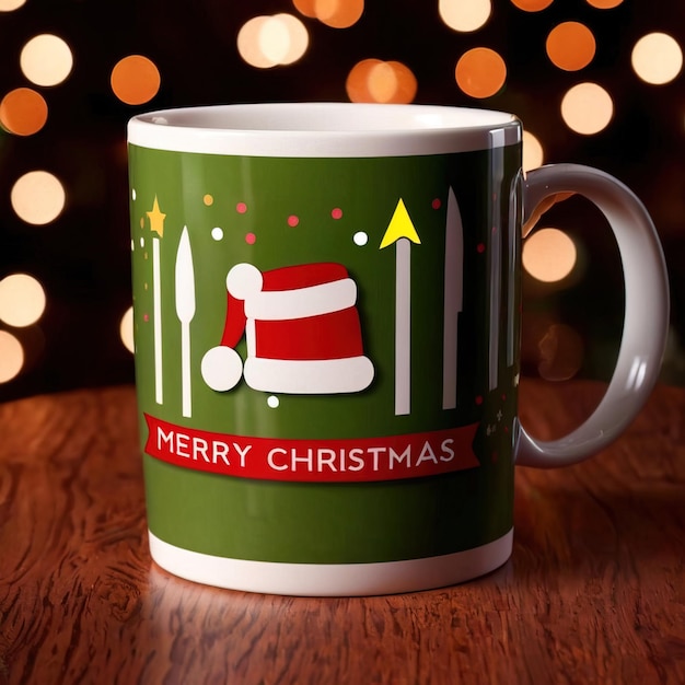 coffee mug with textMerry Christmas traditional seasonal holiday gift with holiday greetings