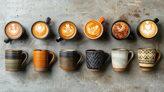 The coffee mugs and lattes