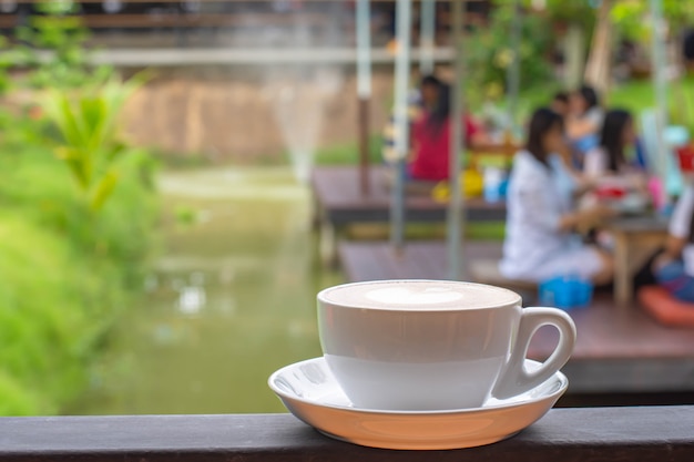 Coffee Mugs white plate with The heart shaped makeup on iron balconies