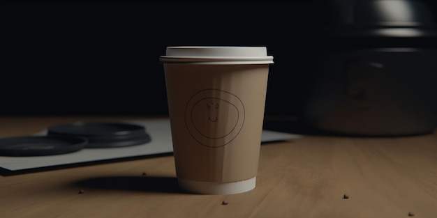 Coffee paper cup mockup Recyclable kraft paper cup Coffee Copy space for text and logo