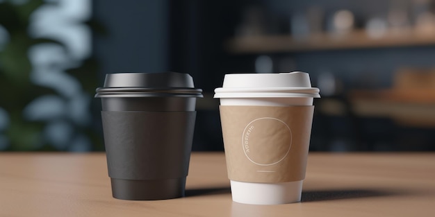 Coffee paper cup mockup Recyclable kraft paper cup Coffee Copy space for text and logo