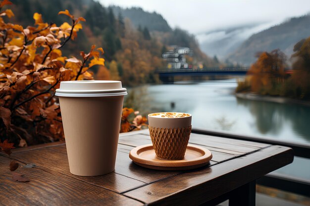 Coffee in Paper Cup Natures Backdrop Sip of Warmth