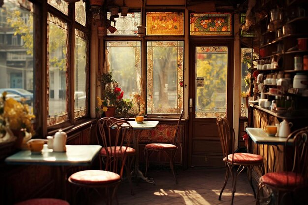 Photo coffee in a quaint cafe breakfast coffee image photography