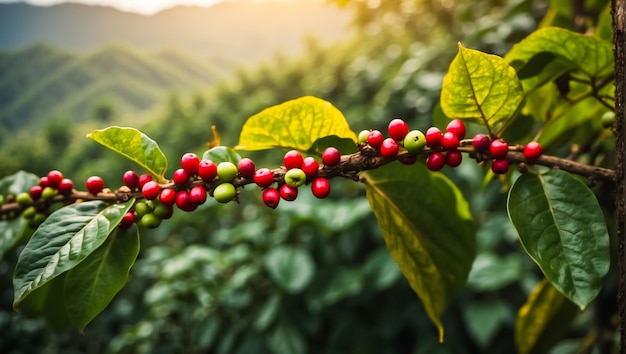 Coffee ripening on a plantation